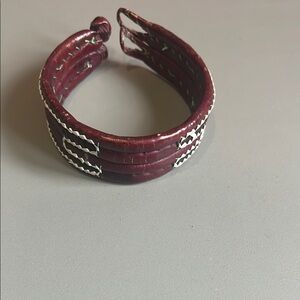 Burgundy Leather Cuff Bracelet